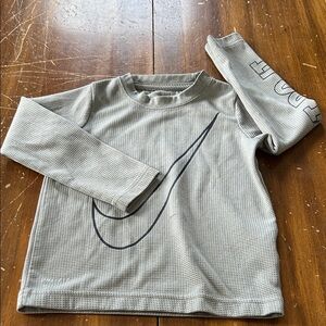 Nike Kids Gray Long Sleeve Tee with Black Swoosh
